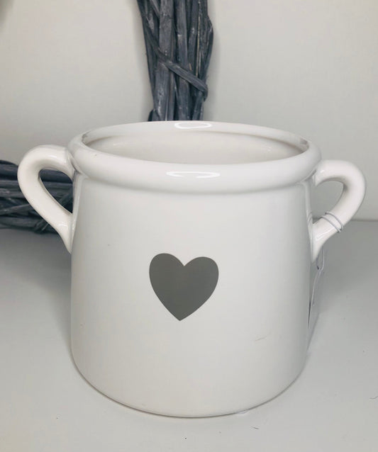 White Heart Pot