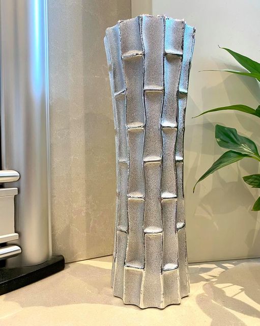 Ornamental Silver Bamboo Vase